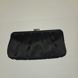 Nina Black Satin Clutch